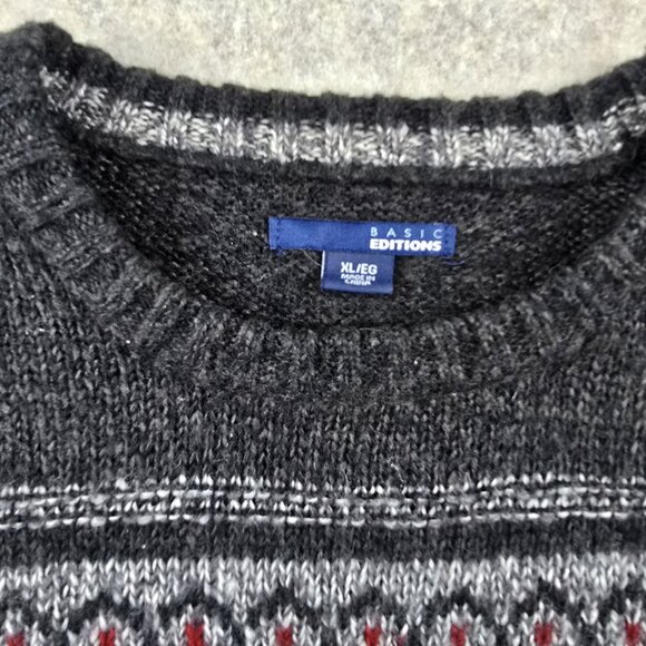 Basic Editions XL Nordic Pattern Charcoal Sweater - Picture 3 of 7
